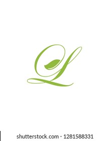 Letter L With Green Leaf Logo Icon 001