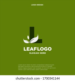 Elemento de diseño de logotipo de hoja verde L, plantilla inicial de logotipo de letra L