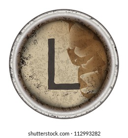 Letter L grunge typewriter key