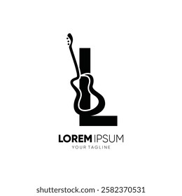 Letter L Guitar Silhouette Logo Design Vector Icon Graphic Emblem Symbol Illustration