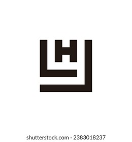 Letter L, H and J square geometric symbol simple logo vector