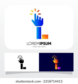 Letter L Hand Clicking Finger Cursor Mouse Logo Design Vector Icon Graphic Emblem Illustration