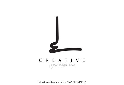 Letter L hand drawn font design with uppercase