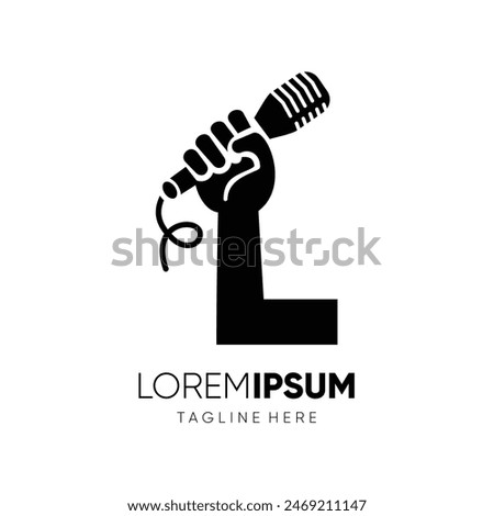 Letter L Hand with Microphone Logo Design Vector Icon Graphic Emblem Symbol Ilustration