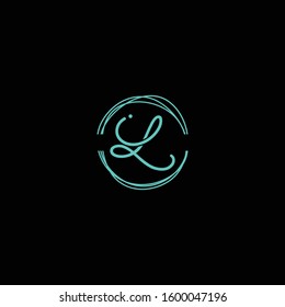 letter L handwriting logo icon. 