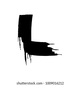 Letter L. Handwritten by dry brush. Rough strokes font. Vector illustration. Grunge style elegant alphabet.