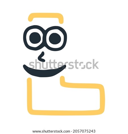 Letter l happy eccentric smiling character, smiley face vector clip art