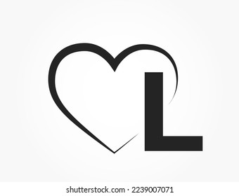 letter l and heart. creative romantic initial letter for valentine's day design. valentine and love symbol. isolated vector image