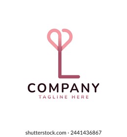 Letter L with heart logo icon symbol identity vector design