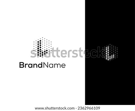 letter L with hexagon and dot concept logo for lab or technology company