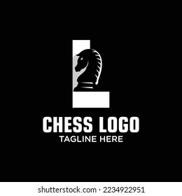 Letter L Horse Chess Logo Design Template Inspiration, Vector Illustration.