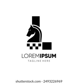 Letra L Caballo Ajedrez Logo Diseño Vector Icono Gráfico Emblema Símbolo Ilustración