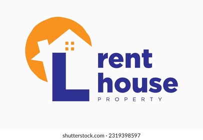 letter L house and sun vector design element for real estate logo or realty exhibition