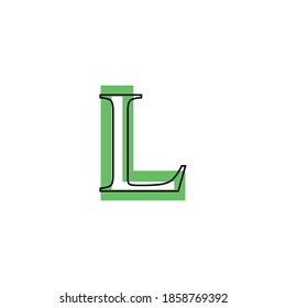 Icono de letra L con borde negro en silueta verde, estilo ambientalmente sostenible