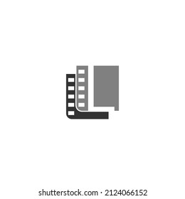 Letter L icon in film strip illustration template vector