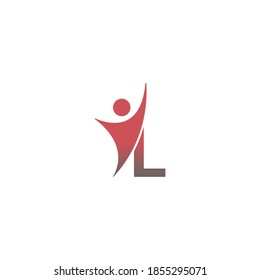 Icono de letra L con sucsi hombre abstracto delante, icono del logo del alfabeto ilustración de diseño creativo