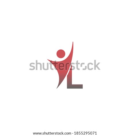 Letter L  icon logo with abstrac sucsess man in front, alphabet logo icon creative design illustration