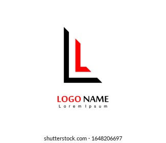 Logotipo de icono de la letra L con vector monograma. Logotipo de diseño de letras negras y rojas L.