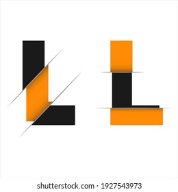 Letter L icon and logo template. New Flat design and elegant typographic. black and orange