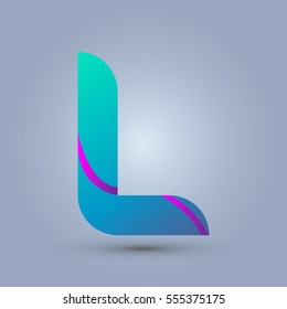 Letter L icon and logo template.  New design and elegant typographic concept. Two line purple. blue