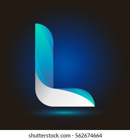 Letter L icon and logo template.  New design and elegant typographic concept. twisted, gradient blue and green with white line