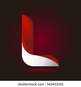 Letter L icon and logo template.  New design and elegant typographic concept. twisted, red and white