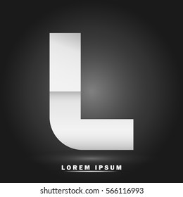 Letter L icon and logo template. Flat and elegant typographic. white paper concept