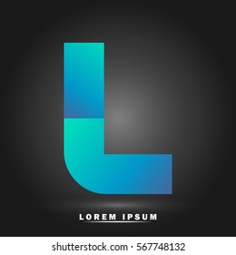 Letter L icon and logo template. Flat and elegant typographic. paper concept. gradient blue and green