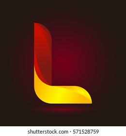 Letter L icon and logo template.  New design and elegant typographic concept. twisted, red and yellow