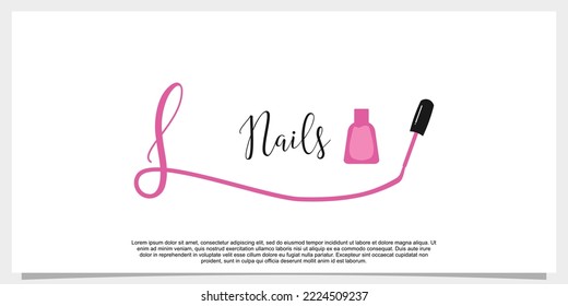 letter l with icon nail polish logo design template