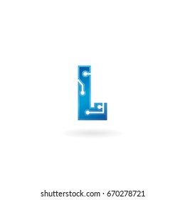 Letter L icon. Technology Smart logo, computer and data related business, hi-tech and innovative, electronic.