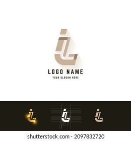 Letter L or iL monogram logo with grid method design