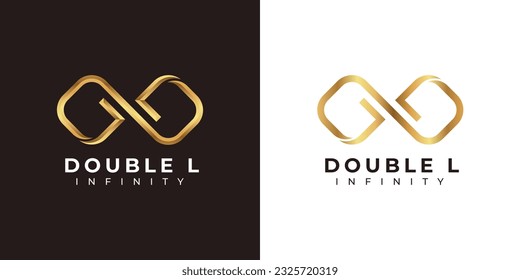 Letter L Infinity Logo design and Premium Gold Elegant symbol for Business Company Branding and Corporate Identity