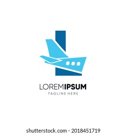 Letter L Initial Airplane Tail Logo Design Vector Graphic Icon Emblem Illustration