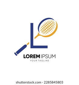 Letter L Initial Badminton Racket Logo Design Vector Icon Graphic Emblem Illustration