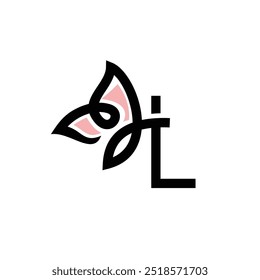 Letra L inicial Mariposa Diseño de logotipo Icono de Vector Ilustración de símbolo gráfico