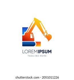Letter L Initial Excavator Logo Design Vector Icon Graphic Illustration Background Template