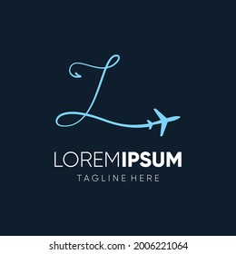 Letra L Logotipo inicial de avión Jet Diseño Icono Icono Emblema Ilustración Gráfico