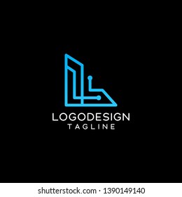 Letter L initial logo  simple line concept technology designs