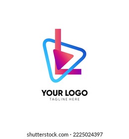 Letter L Initial Play Logo Design Vector Icon Graphic Emblem Illustration