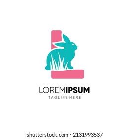 Letter L Initial Rabbit Logo Design Vector Icon Graphic Illustration Background Template