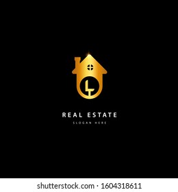 Letter L Initial Real estate logo. gold color vector
