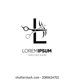 Letter L Initial Scissor Logo Design Icon Graphic Emblem Illustration Background Template