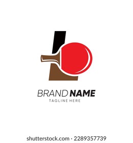 Letter L Initial Table Tennis oder Ping Pong Racket Logo Design Vectorsymbol Grafik Emblem Illustration
