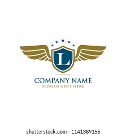 Letter L initial wing logo design