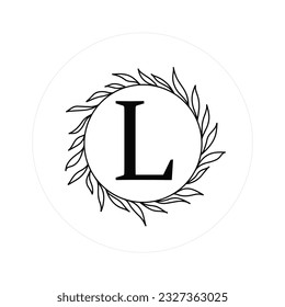 Letter "L" Initials with Round Floral Frames, Vector Monogram Logo, Cricut File