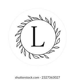 Letter "L" Initials with Round Floral Frames, Vector Monogram Logo, Cricut File