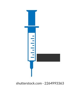 Letter L Injection Logo Design Vector Template. Healthcare Logotype