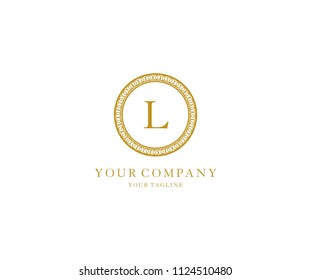 Letter L Inside Abstract Circle Polygonal Luxury Logo