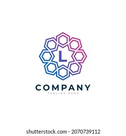 Letter L Inside Hexagon Shape Logo Design Template Element